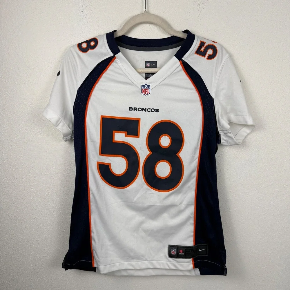 Nike Denver Broncos Von Miller 58 Youth Jersey White Navy Orange Medium NFL